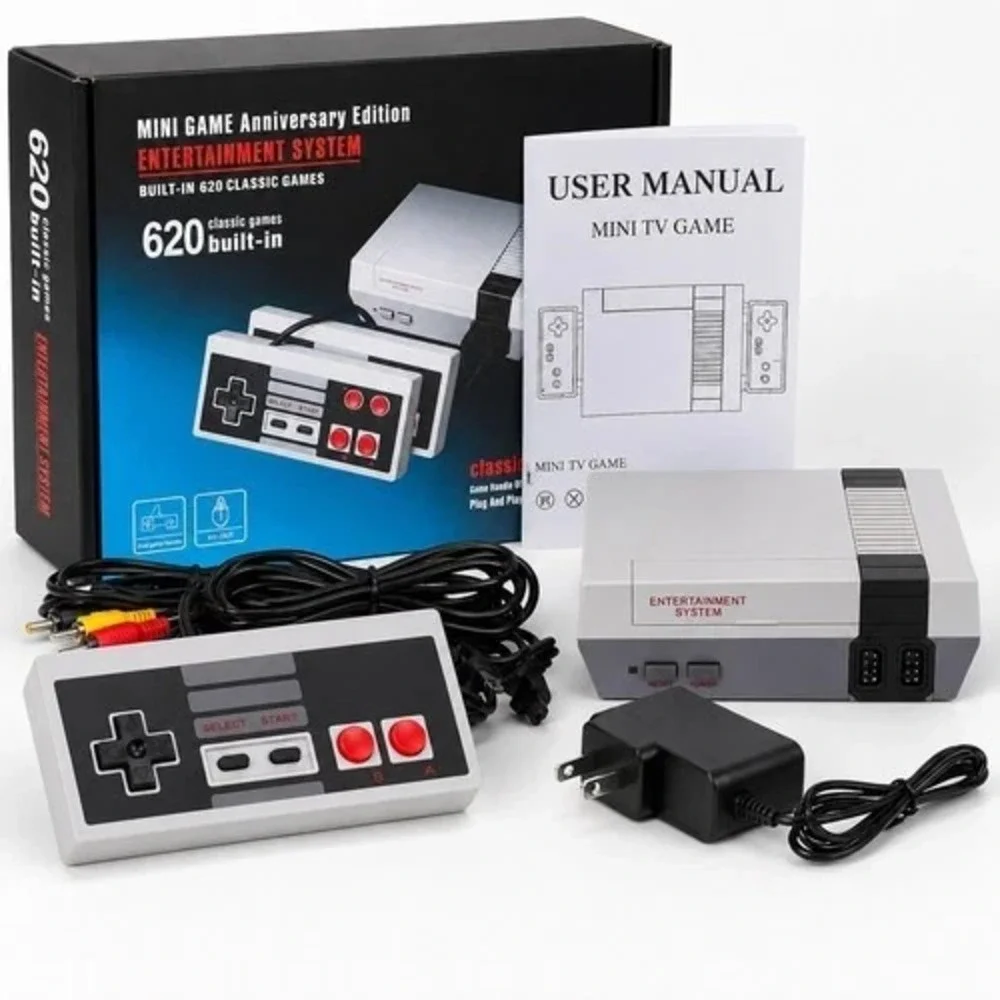 Mini Retro TV Game Console Classic 620 Games Built-in W/ 2 Controller Kid Gift